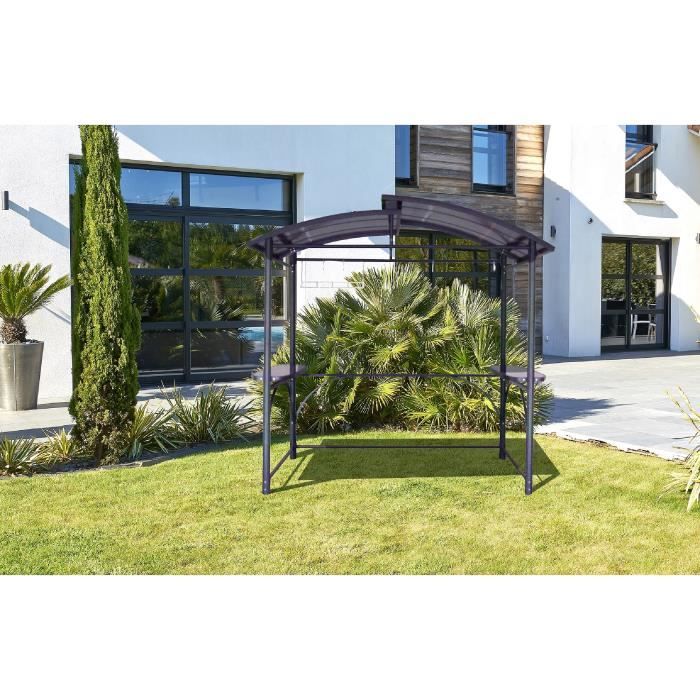 DCB GARDEN Abri barbecue en aluminium et polycarbonate- Gris anthracite