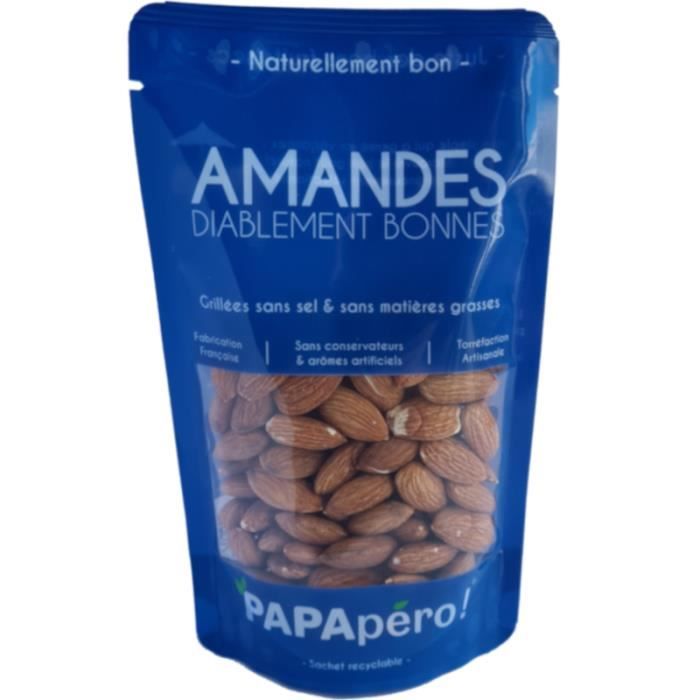 Amandes diablement bonnes - Grillées sans sel & sans matières grasses - 100gr - PAPApéro !