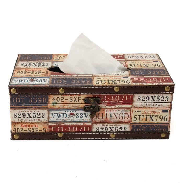 Boîte Mouchoir Distributeur Papier Serviette Vintage En PU Cuir Gr17197
