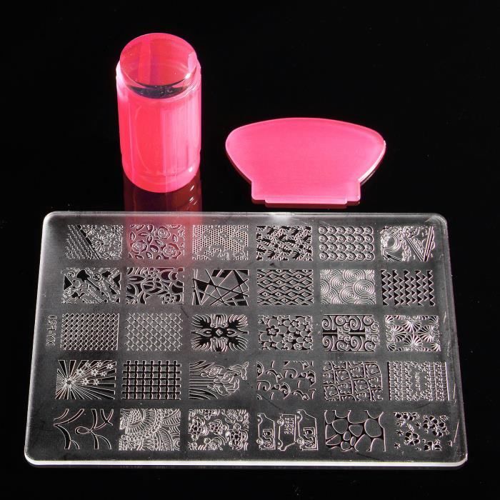 Manucure Kit Pochoir + Stamping Tampon Plaque Ongle Image Rouge
