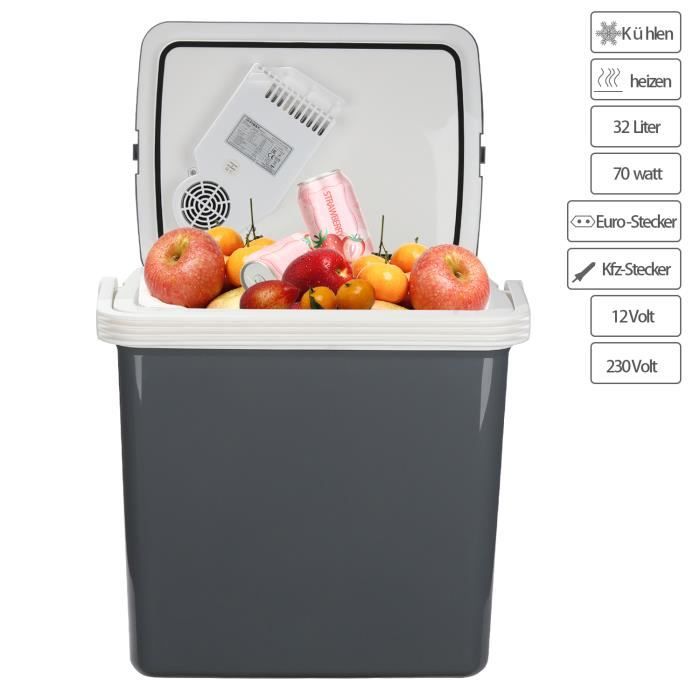 VINGO Glaciere Electrique Portable 32 litres Chaud/Froid 12V/230V pour la Maison la Voiture la Camping Classe EnergEtique A++