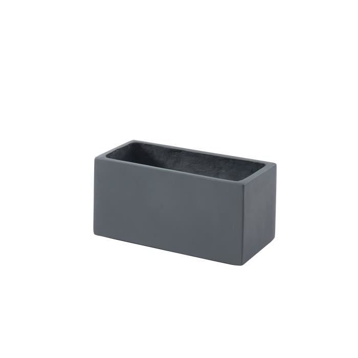 Bac à fleurs en fibre de verre style ciment - 44 x 22 x 20 cm - 20 L - Gris anthracite