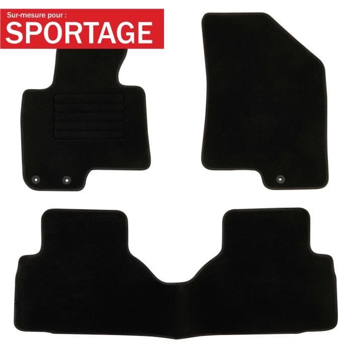 DBS - Tapis voiture / auto - Sur Mesure pour SPORTAGE (2010 - 2015) - 3 pièces - Antidérapant - Moquette Classic
