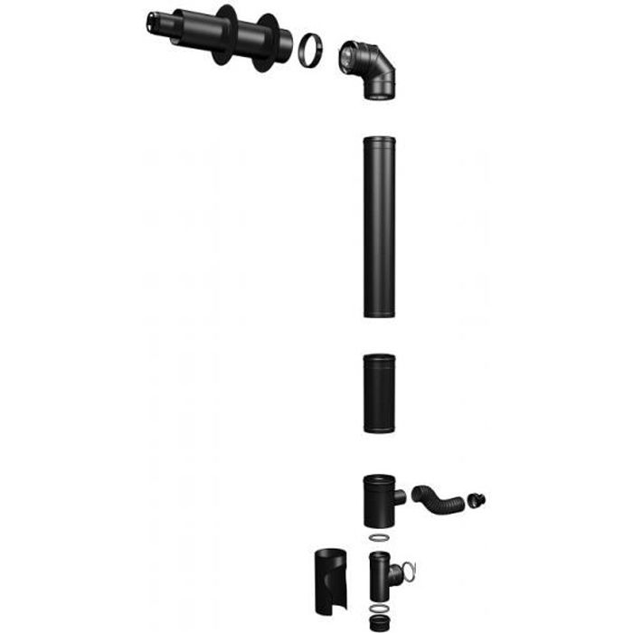Kit pour poele a pellet étanche horizontal 80/125 noir - ISOTIP joncoux 853801