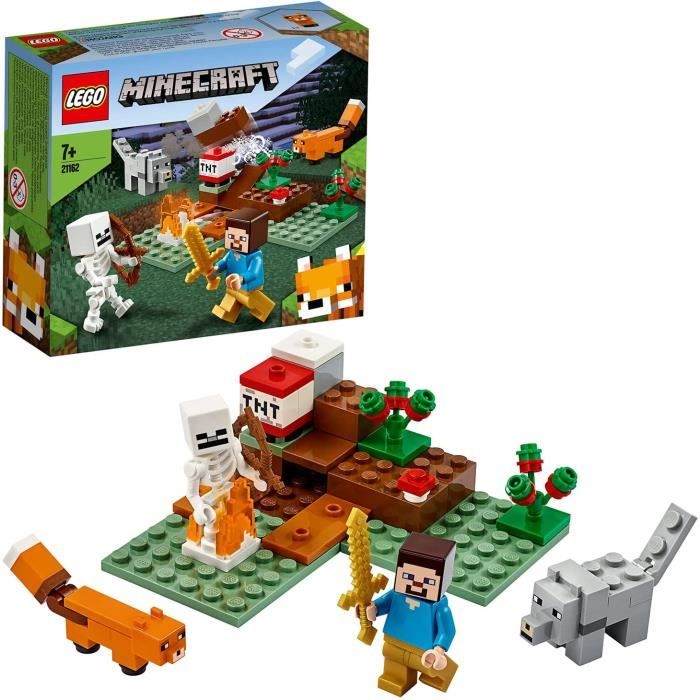 LEGO 21162 Minecraft Aventures dans la taiga - Inclut un squelette, un loup, un renard et le personnage Steve de Minecraft