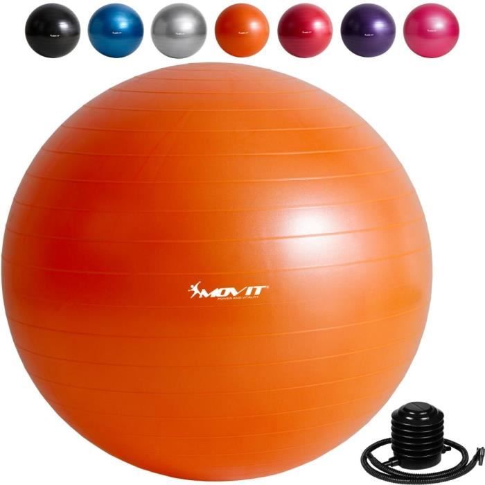 MOVIT Balle de gymnastique orange, 75 cm avec pompe