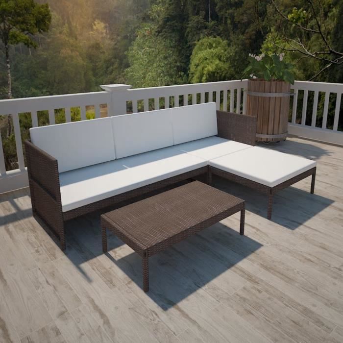 Jeu de canapés de jardin 9 pcs Marron Résine tressée Canapé-lit Canapé convertible Canapé d’angle