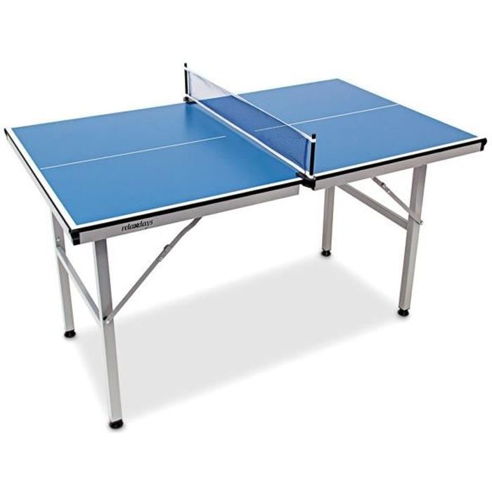 Relaxdays Table de tennis ping-pong Usage intérieur transportable 125 x 75 x 75 cm sport, bleu