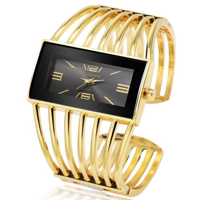 SHARPHY Bracelet Montre Femme carre quartz noir