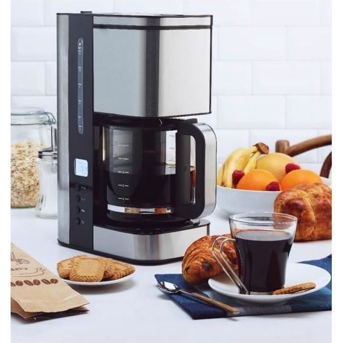 SIMEO Cafetière Filtre Programmable 12 Tasses Inox brossé CFP200