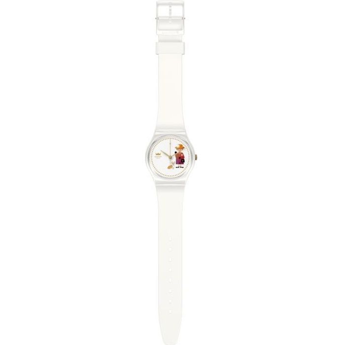 Bracelet silicone / plastique femme - SWATCH - Montre Swatch Jubilée How Majestic - Couleur de la matière:Blanc