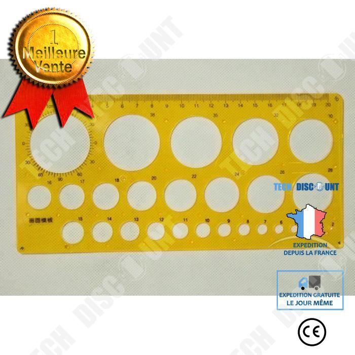 TD® Règle multi fonctions usage artistique scolaire fourniture scolaire artistique accessoire de création couleur jaune longueur 20c