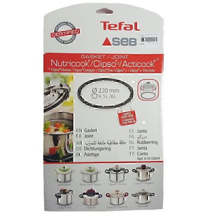 JOINT DE COCOTTE SEB NUTRICOOK,CLIPSO 2,ACTICOOK 4.5L/6L - X1010004(ATTENTION ne commandez pas en fonction du diametre)