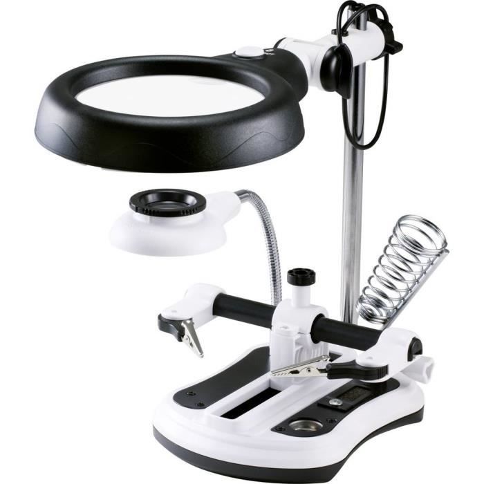 LAMPE ELECTRIQUE - LAMPE DE POCHE - BALADEUSE - TOOLCRAFT WLL-108 Lampe loupe de table 2 lentilles dagrandissement avec LED