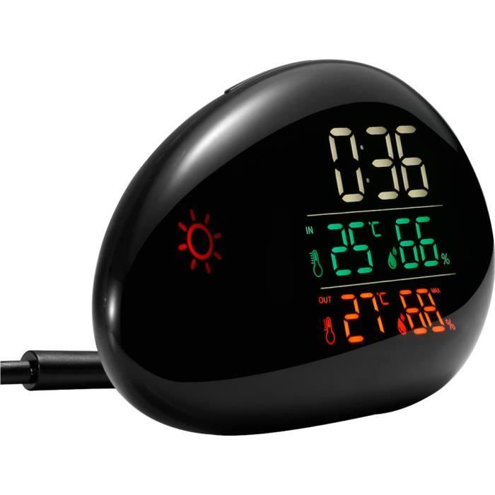 Station météo avec sonde extérieur affichage température-humidité fonction réveil et calendrier distance de portée jusqu'à 30m