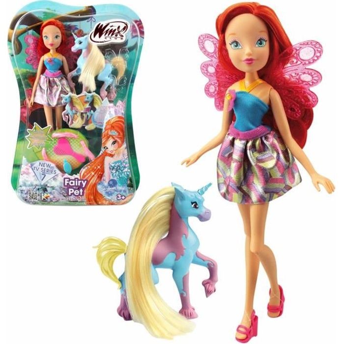 Bloom avec Animal Féerique Licorne Elas - Poupée Fairy Pet - Club Winx - 28 cm
