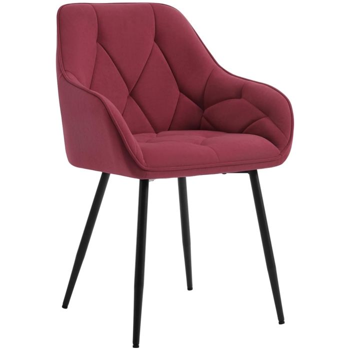 WOLTU Chaise de Salle à Manger Ergonomique Chaise de Cuisine en Velours avec Dossier Pieds en Métal Bordeaux W0ATT0394-1