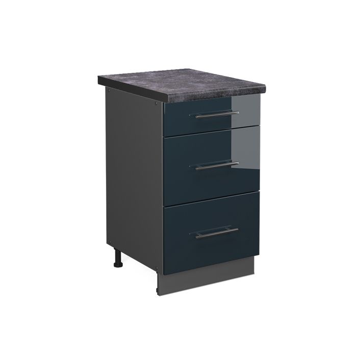 Meuble cuisine Fame-Line 50cm PT Anthracite Bleu foncé brillant/Anthracite Vicco 48822