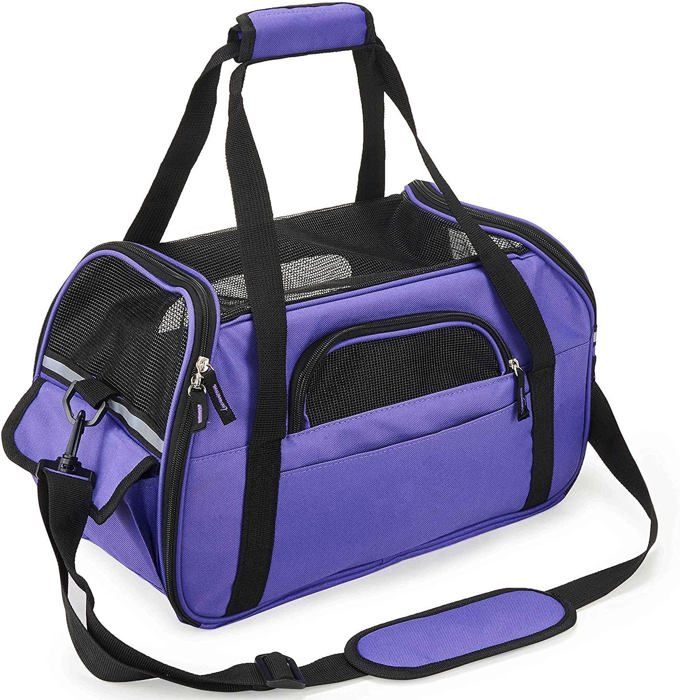 Meilleurs prix pour Sac de Transport pour Chat Chien Sac Bandoulière Respirant pour Petit Animal de Compagnie Transporteur Souple (Violet,