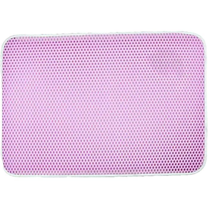 Tapis de litière pour chat contrôle de la dispersion des tapis de litière pour chat conception en nid dabeille double couche Rose Tapis de litière pour chat contrôle de la dispersion des tapis de litière pour chat conception en nid dabeille double couche Rose