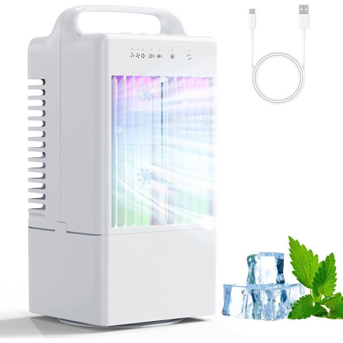 Mini Climatiseur Portable - Mini Clim Pour Chambre Et Bureau Rafraichisseur Dair Compact Et Silencieux