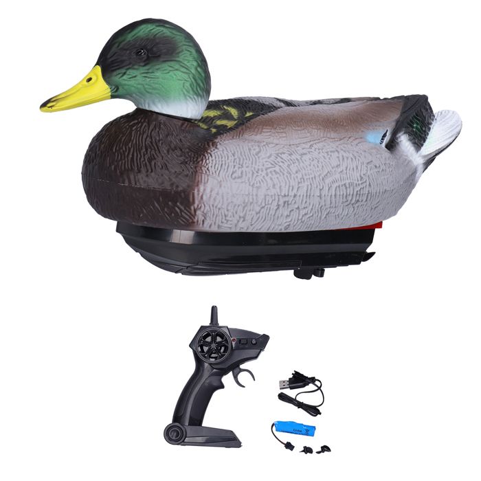 Canard Télécommandé Amphibie – 2,4 GHz, Sons, Tête Pivotante, Bain/piscine/plage, Blanc, 24 Cm