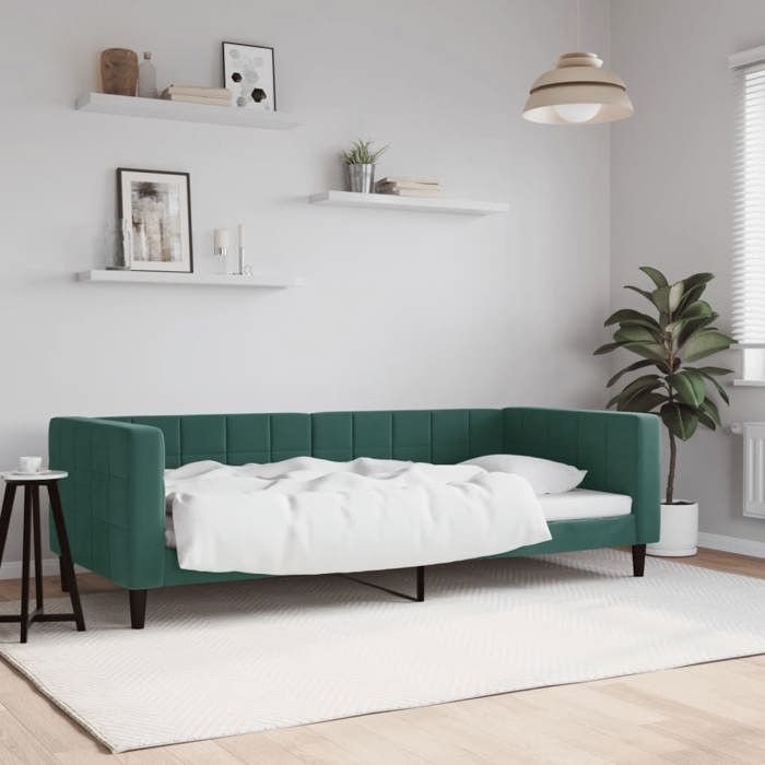 Lit journée/Lit de repos/1 place - Intemporel - vert foncé 90x200 cm veloursCdiscount2025 FAFA 7437598