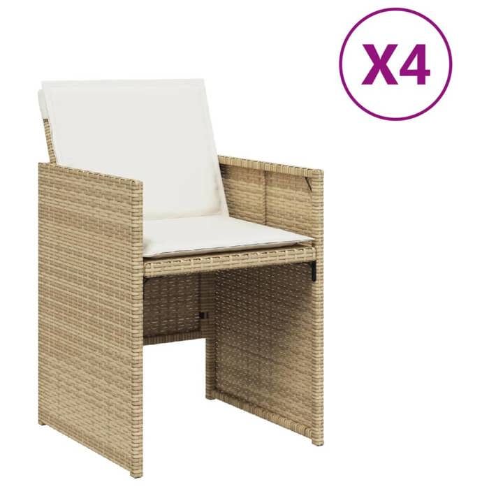 (SOLDES JUILLET)Chaises de jardin avec coussins 4 PCS - UU - Scandinave Fauteuil salon - beige résine tressée FR14007439