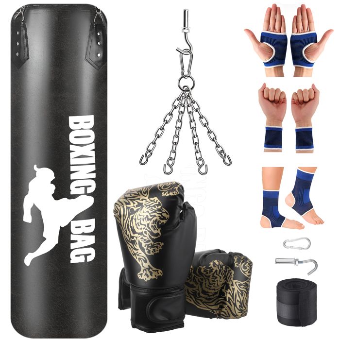 Sac De Boxe Suspendu Strixorn 120 Cm – Kit Complet Avec Gants, Bandages, Protection, Chaîne, Crochet, Pour MMA, Muay Thai Et Fitness