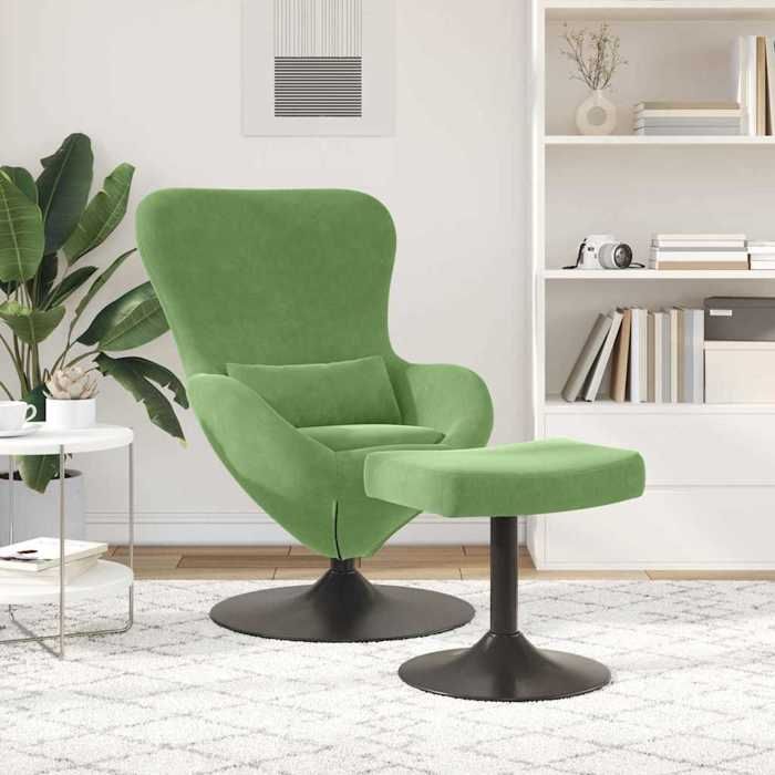 CLARENCE® Fauteuil simple - Chaise-Canapé - pour salon/chambre/bureau - Lot de 2 Vert clair 63x73x90 cm Velours LV5341