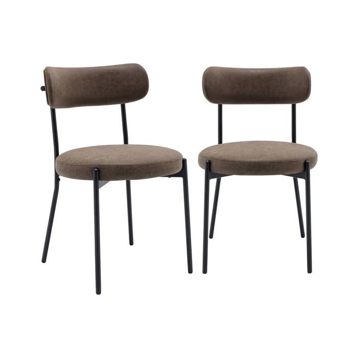 sweeek - Chaise métal et simili cuir (lot de 2) LIVIA