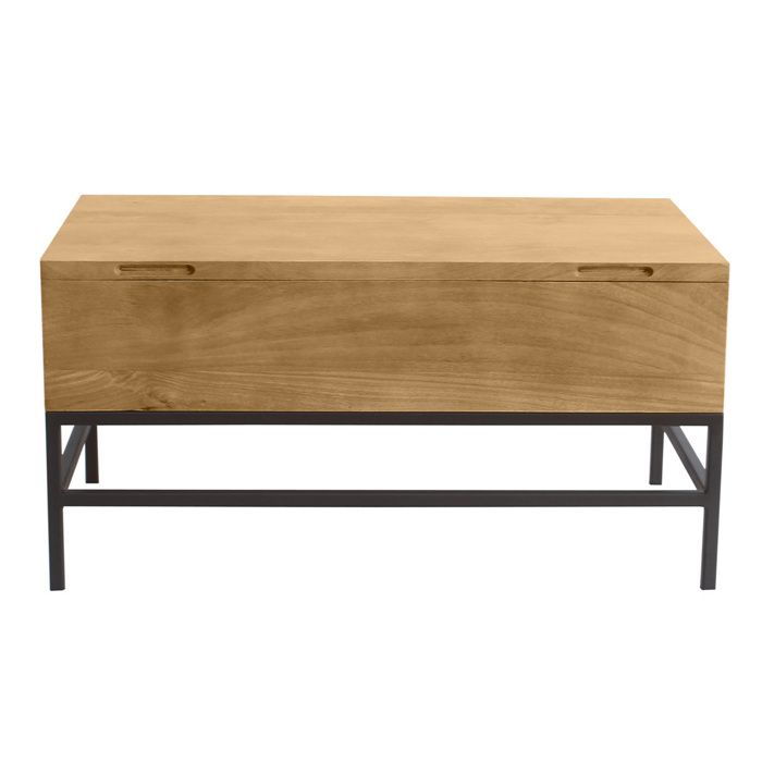 Miliboo - Table basse relevable industrielle bois manguier massif et métal noir L90 cm YPSTER Miliboo - Table basse relevable industrielle bois manguier massif et métal noir L90 cm YPSTER