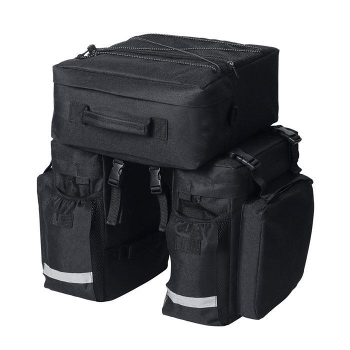 Sacoche Vélo 35L – Porte-bagages Arrière – Avec Réflecteurs Et Housse De Pluie – Double Poche, Réglable – Pour VTT, électrique, Randonnée