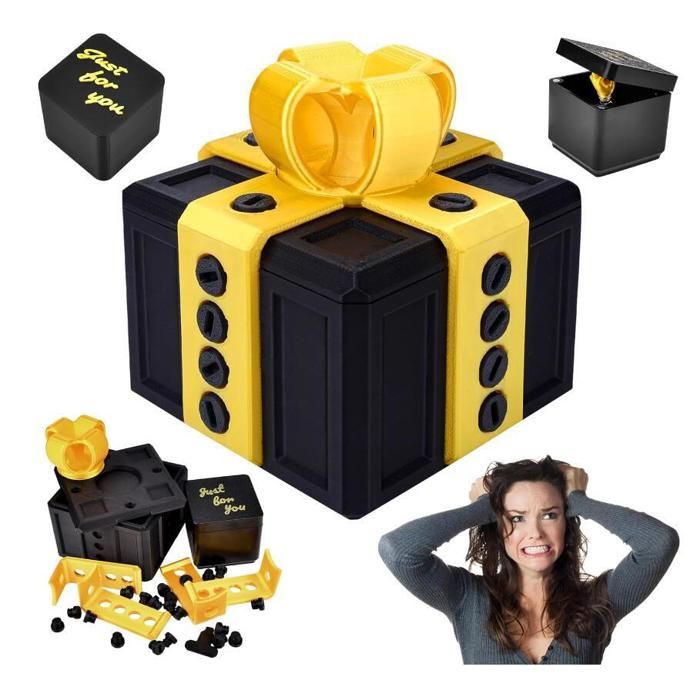 Boîte cadeau agaçante avec doigt d'honneur, pop-up Cadeaux agaçants Impression 3D farceurs agaçants Boîte cadeau surprise fantaisie Emballage avec vis 8 cm pour Noël,Annoying Gift Box W Middle Finger