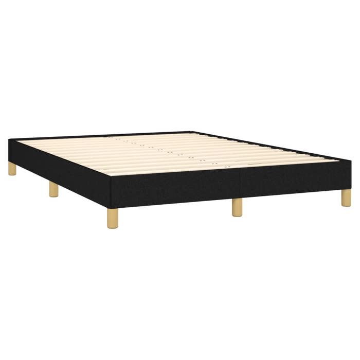 Cadre de lit en tissu - WIENS - 140x190 cm - Noir - Tissu polyester - Contreplaqué - Bois dingénierie