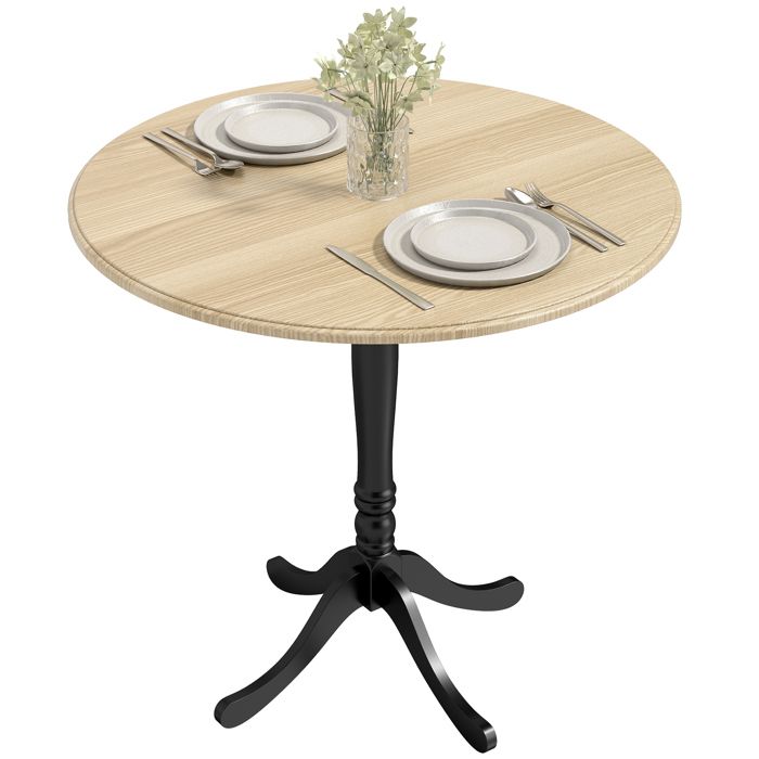 Table à manger - HOMCOM - 4 personnes - piétement en acier - style moderne - MDF - Ø 80 x 75 cm - bois naturel et noir