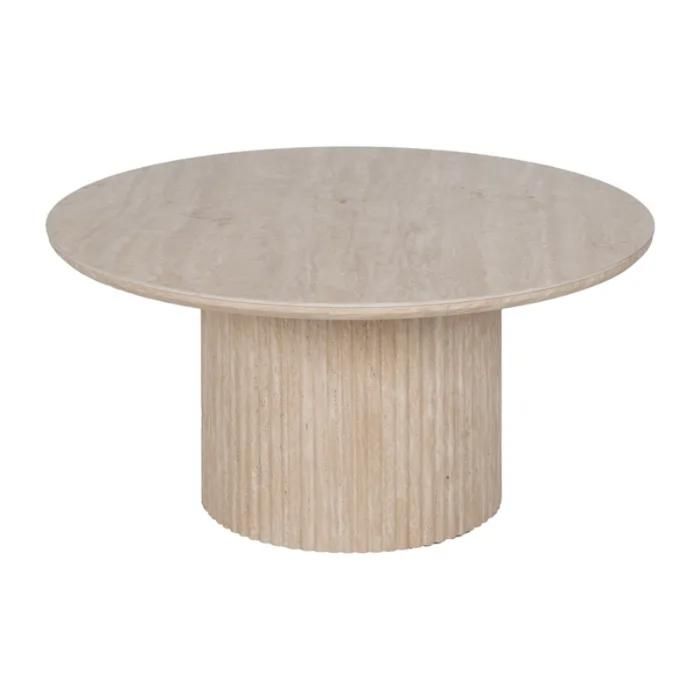 Table Basse - Meubles&Design - Table basse ronde THYMORIA pierre beige 90 cm pied cannelé Table Basse - Meubles&Design - Table basse ronde THYMORIA pierre beige 90 cm pied cannelé