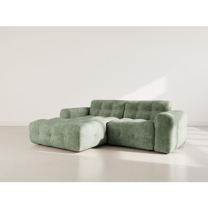 Diane - Canapé dangle gauche 4 places en velours texturé - Vert sauge