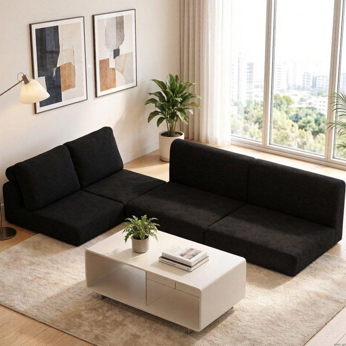 Canapé-lit pliant convertible - MINIMAL - Pliant 3-en-1 - Mousse mémoire - 2 places - Noir Canapé-lit pliant convertible - MINIMAL - Pliant 3-en-1 - Mousse mémoire - 2 places - Noir