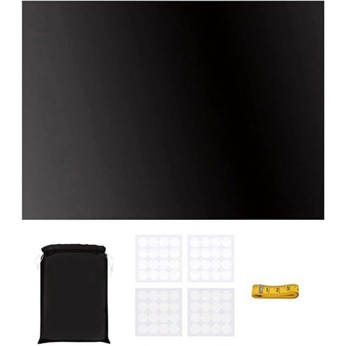 Rideaux occultants en tissu-300 x 145 cm-Sans perçage-Imperméable-À découper soi-même-Pour la maison et les voyages-Noir