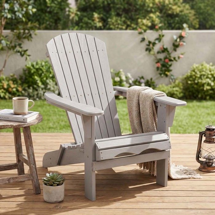 Chaise de jardin - CRESTA - Adirondack pliable - dossier 105° - bois sapin gris Chaise de jardin - CRESTA - Adirondack pliable - dossier 105° - bois sapin gris