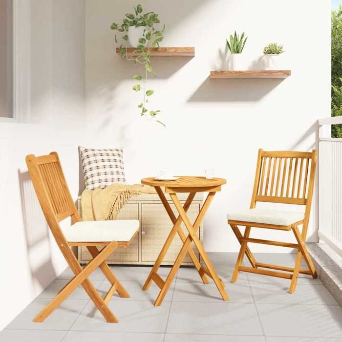 VIDAXL Ensemble bistro de jardin (3 pcs) - ANTI-UV - Marron Bois dAcacia Massif 55x55x74 cm M9178 VIDAXL Ensemble bistro de jardin (3 pcs) - ANTI-UV - Marron Bois dAcacia Massif 55x55x74 cm M9178