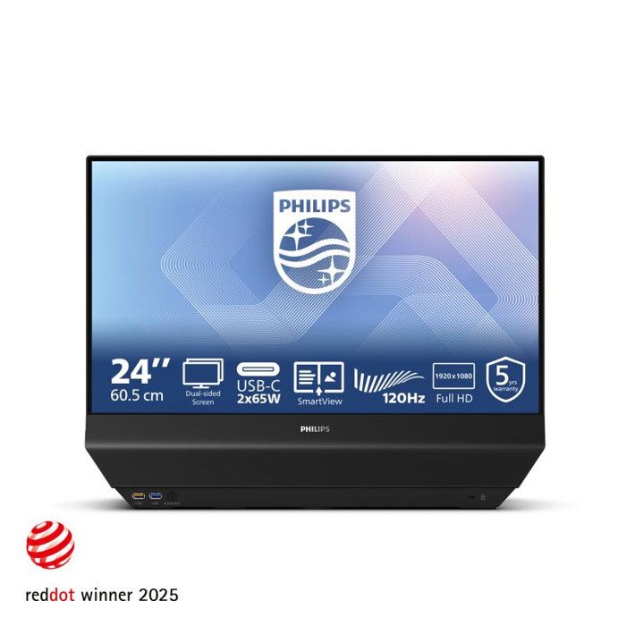 Écran PC Philips 24B2D530000 24 Full HD 120Hz IPS Double Face USB C HDMI Haut parleurs - vue 3