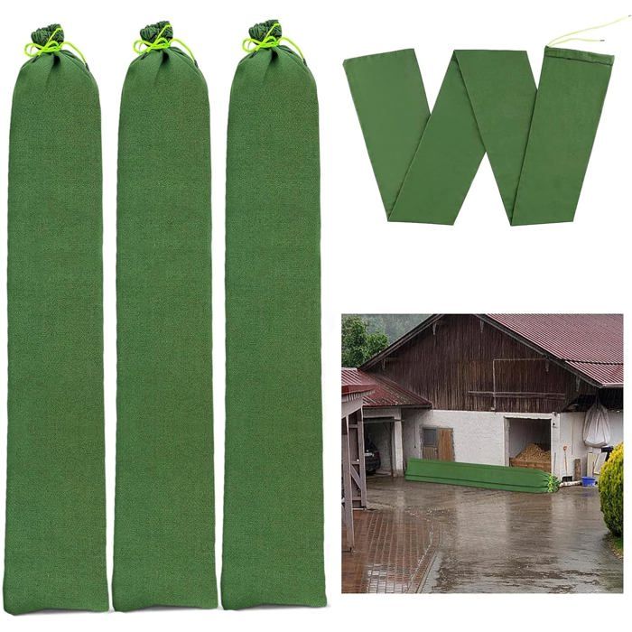 4 Pièces Sacs de Sable Longs en Toile Sacs de Sable pour Inondation avec Lien à Nouer pour Garage Portes Porte de Cave120×20 cm