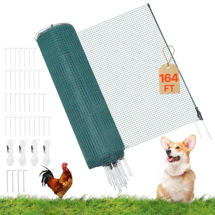 Clôture filet mobile 50x0 9m avec poteaux pour chien poule jardin maille solide facile à installer - Vert