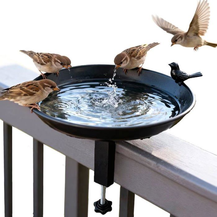Bain doiseaux Suspendu pour Balustrade de Balcon Mangeoire Suspendue Abreuvoir en Fonte Mangeoire Oiseaux Équipé de MANGEOIRE