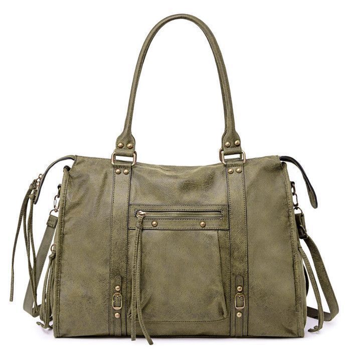 David Jones - Grand Sac à Main Femme Cabas Fourre-Tout XL Suède Daim Cours Lycée Travail Format A4 Nubuck Irisé Clou Vintage Kaki David Jones - Grand Sac à Main Femme Cabas Fourre-Tout XL Suède Daim Cours Lycée Travail Format A4 Nubuck Irisé Clou Vintage Kaki