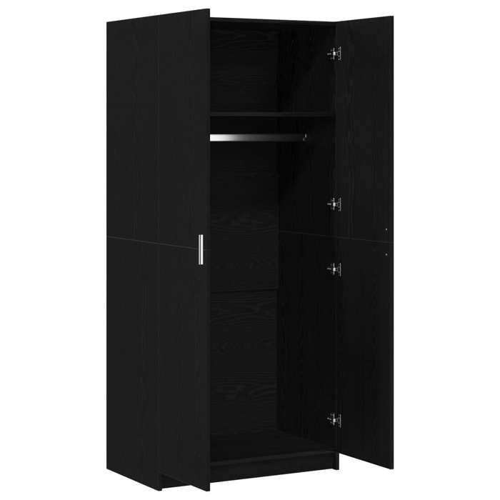Armoire Noir Chêne 80x51x180 cm Bois dingénierie_2 ans garantie_82529