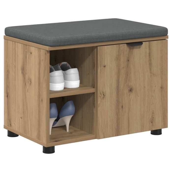 Elégance-Chic Banc dentrée - Chêne Artisanal - 60 x 38 x 46 cm - Meuble banquette_001967871