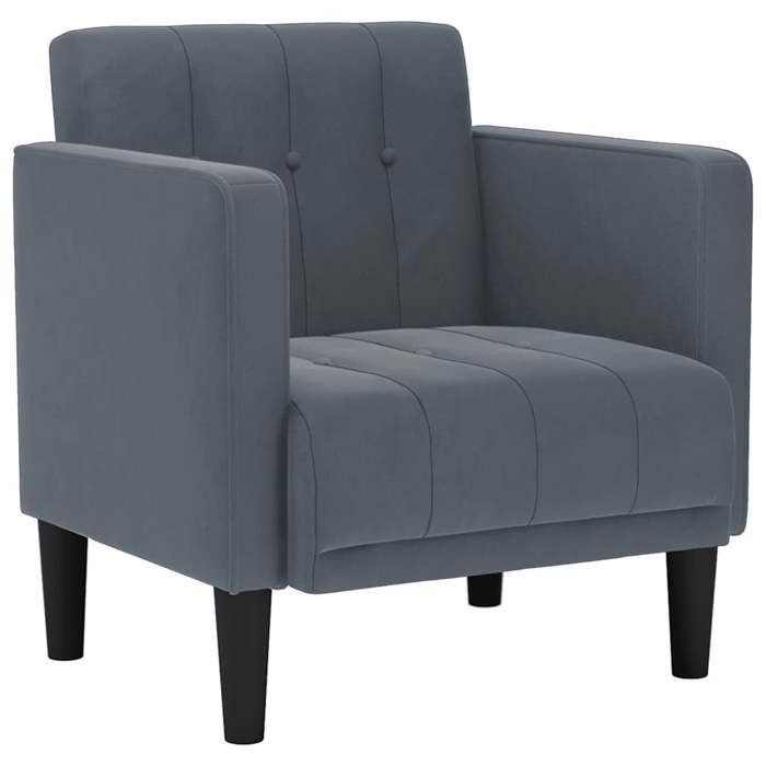 Elégance - Chic Fauteuil 1 place moderne - Fauteuil salon-séjour - avec accoudoirs - velours - gris foncé - 53cm_0625675
